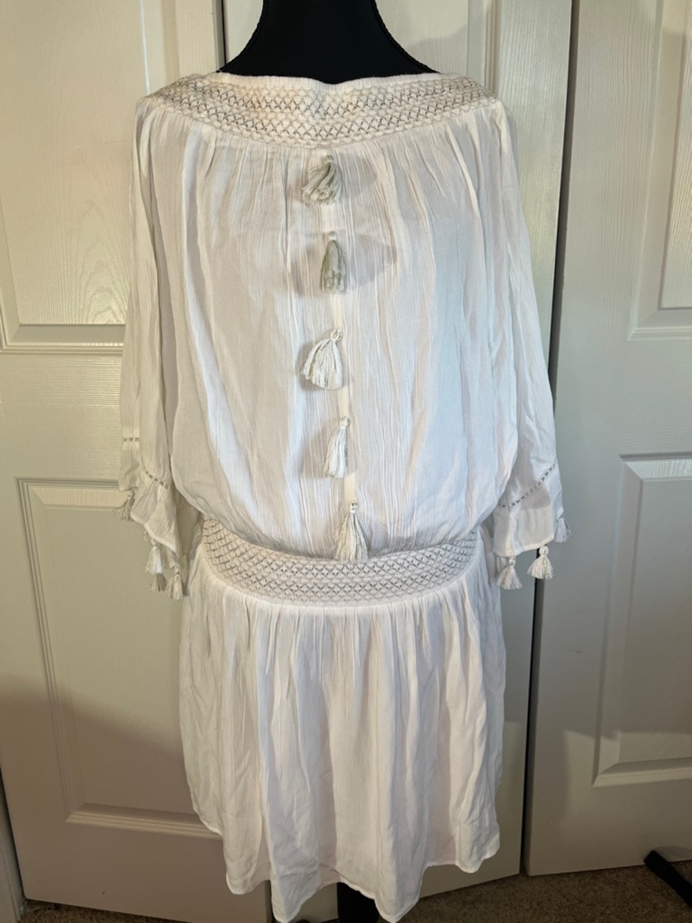 Lilly Pulitzer Joelle Dress Resort White Cotton Tassels Medium Boho Beach NWT